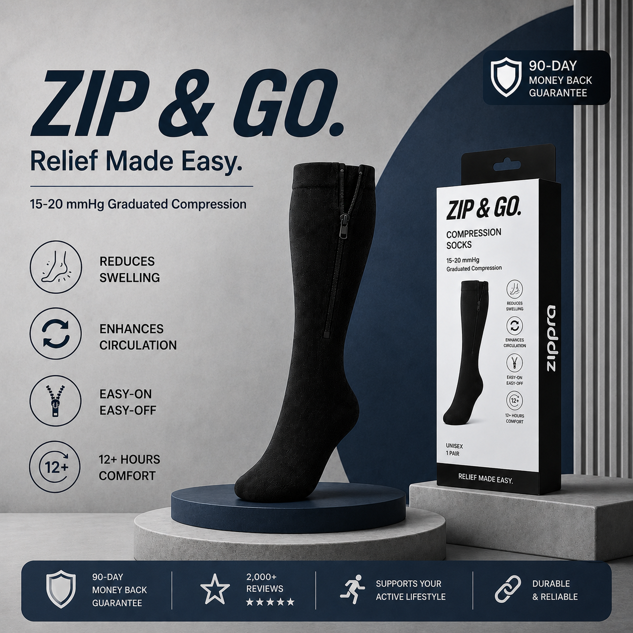 Evina™ Zipper Compression Socks