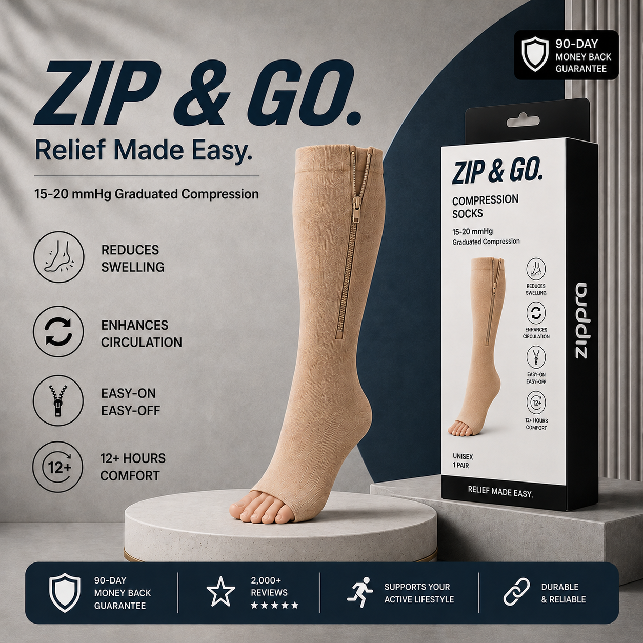 Evina™ Zipper Compression Socks
