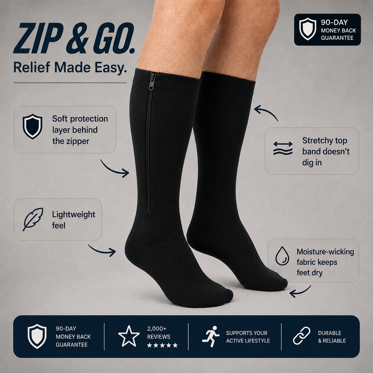 Evina™ Zipper Compression Socks