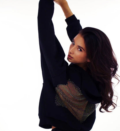 Backless Rhinestone Hoodie