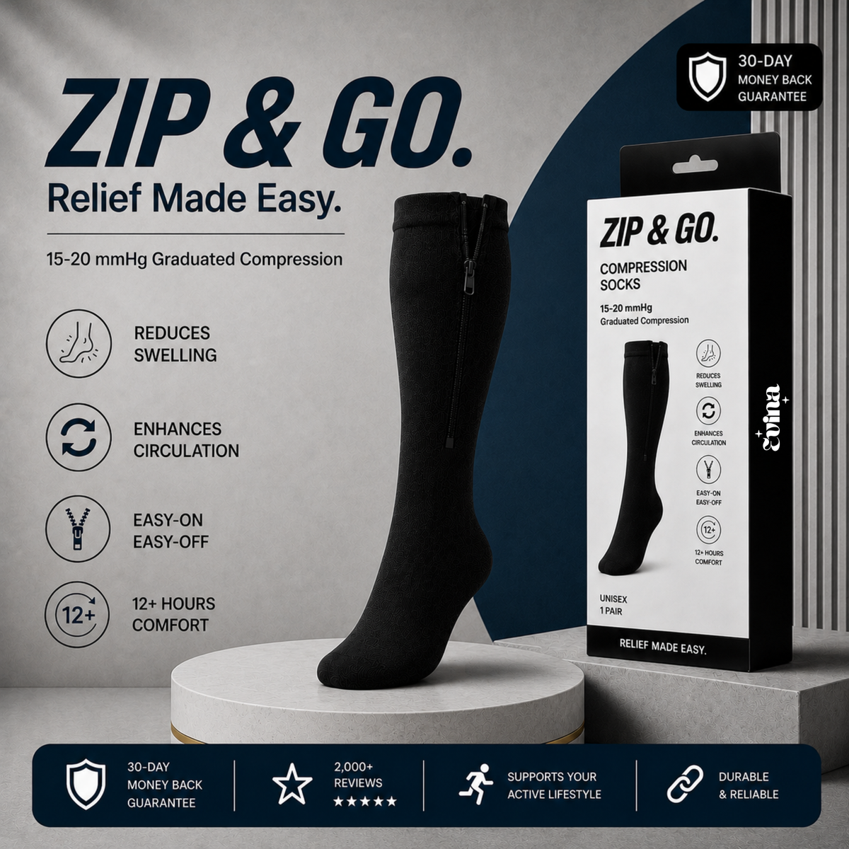 Evina™ Zipper Compression Socks